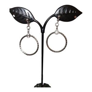 Vintage Silvertoned Dangling Circle Clip On Earrings